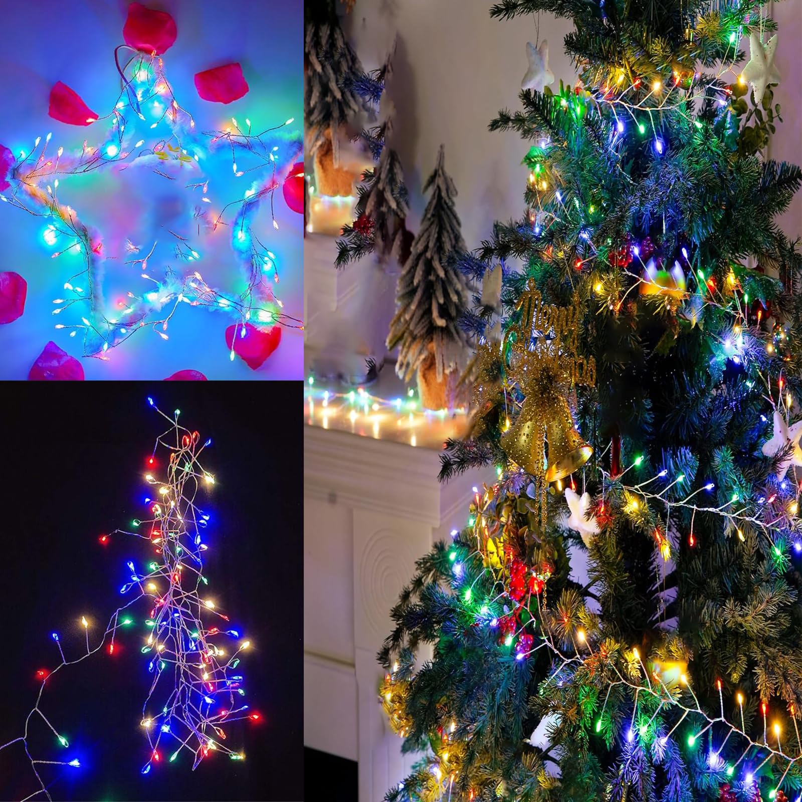 Catena luminosa solare per esterni, impermeabile, filo di rame, luci a energia solare, con timer, telecomando, per fai da te, balcone, Natale, matrimonio, feste, decorazione (multipla, 18 m,
