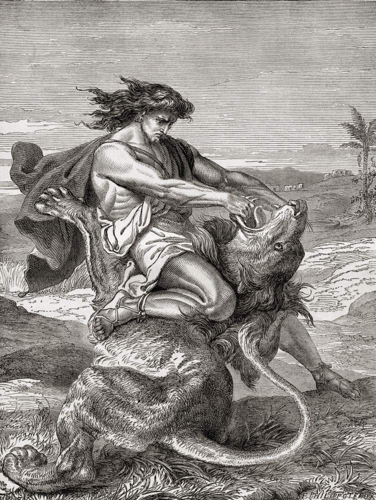 Amazon.com: Posterazzi DPI12310167 Samson Killing The Lion, from
