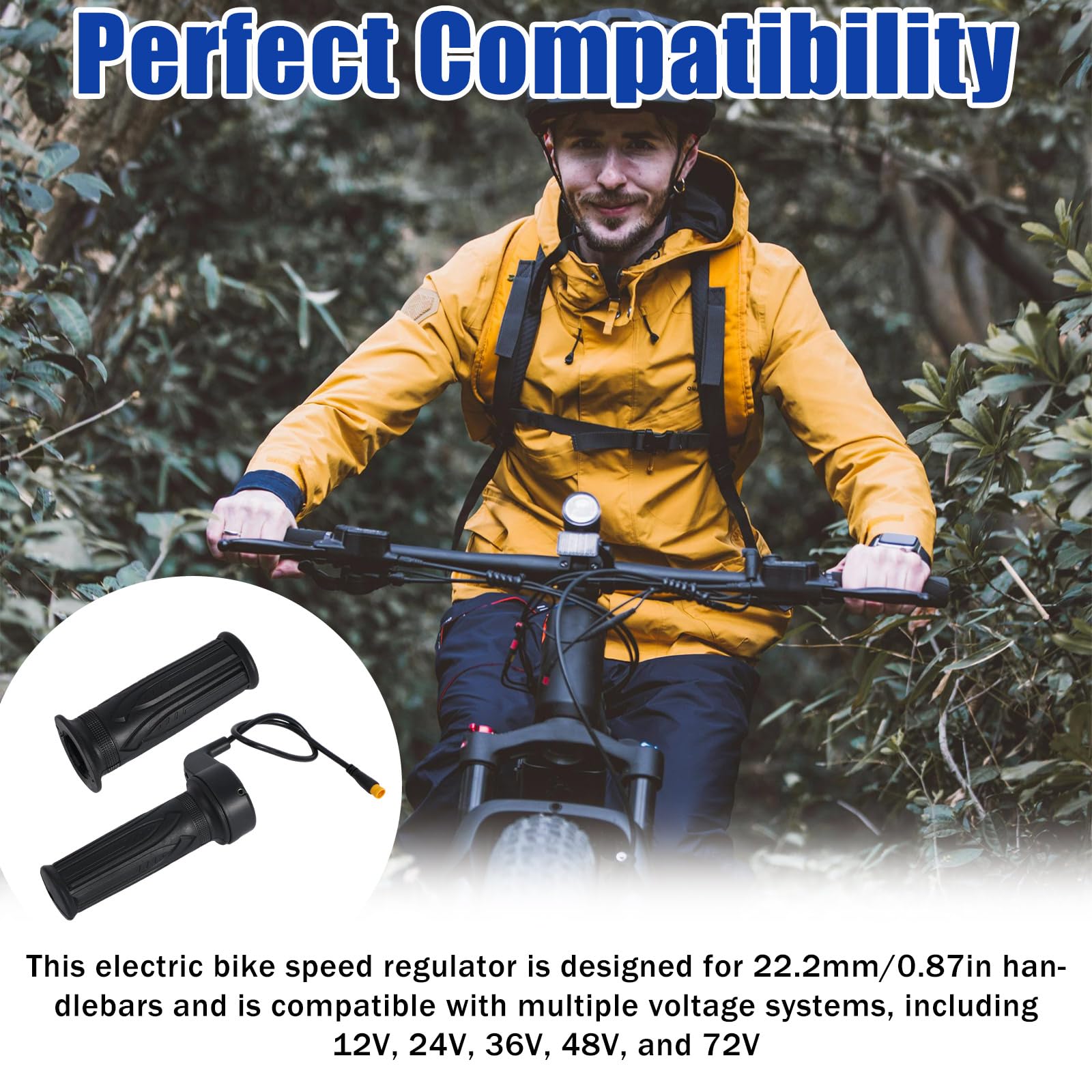 2pz Manopola Acceleratore a Rotazione Completa 20X per Bici Elettrica Acceleratore a Rotazione, 12V-72V con Connessione Impermeabile 3 Pin per Conversione di Biciclette Elettriche Scooter Motociclette