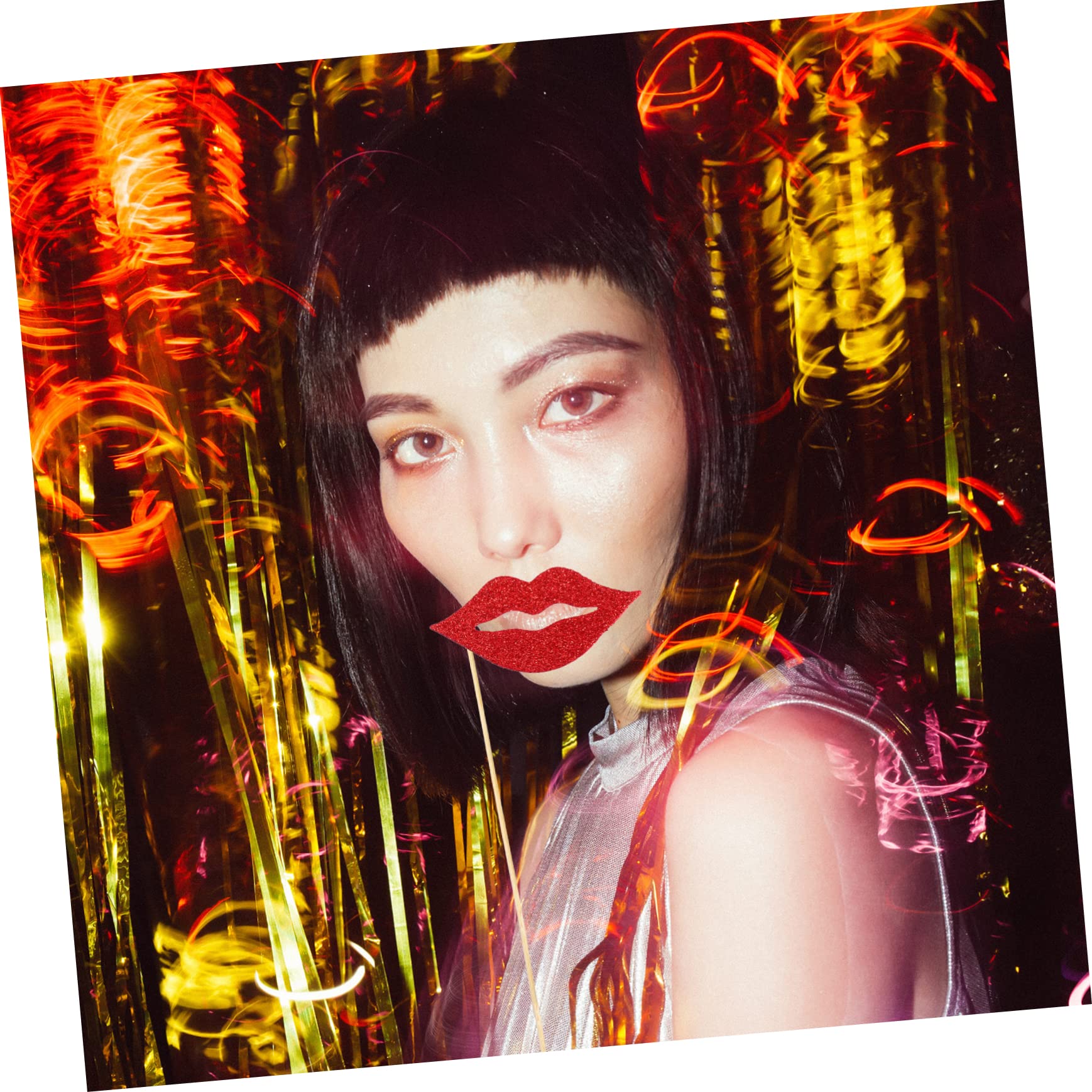 ULTECHNOVO 3 Sätze Teiliges Lippen Photo Prop Aus Glitzerndem Papier Kreative Handheld Requisiten Für Fotokabinen Für Hochzeiten Geburtstage Partys Und Festliche Dekorationen 40 Stück * 3