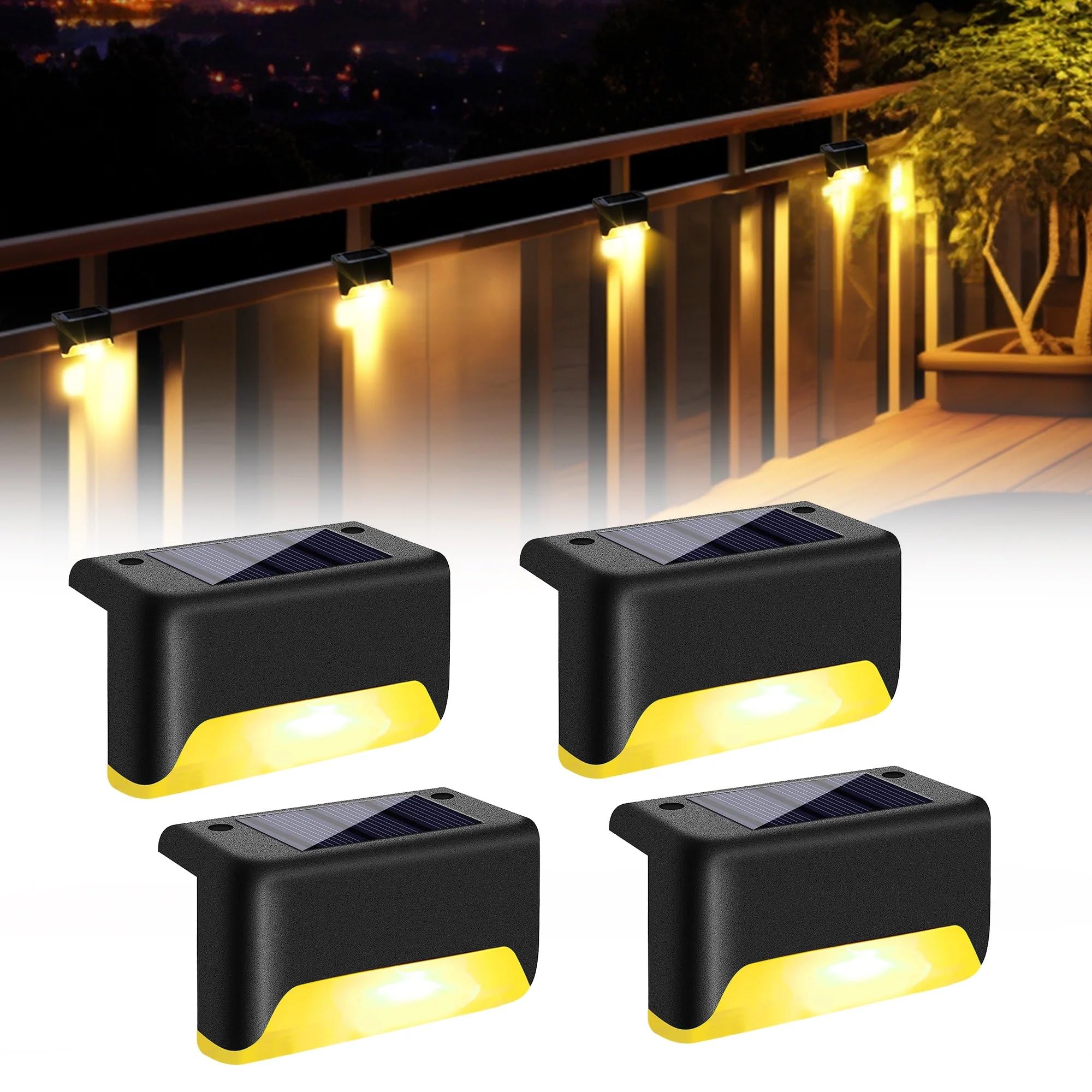 Home Brilliant Premium Solar Powered LED Stair Lights – IP66 Waterproof Outdoor Step Lighting, Energy Saving, Warm White for Deck, Garden & Fence (Pack of 4)-picture-22