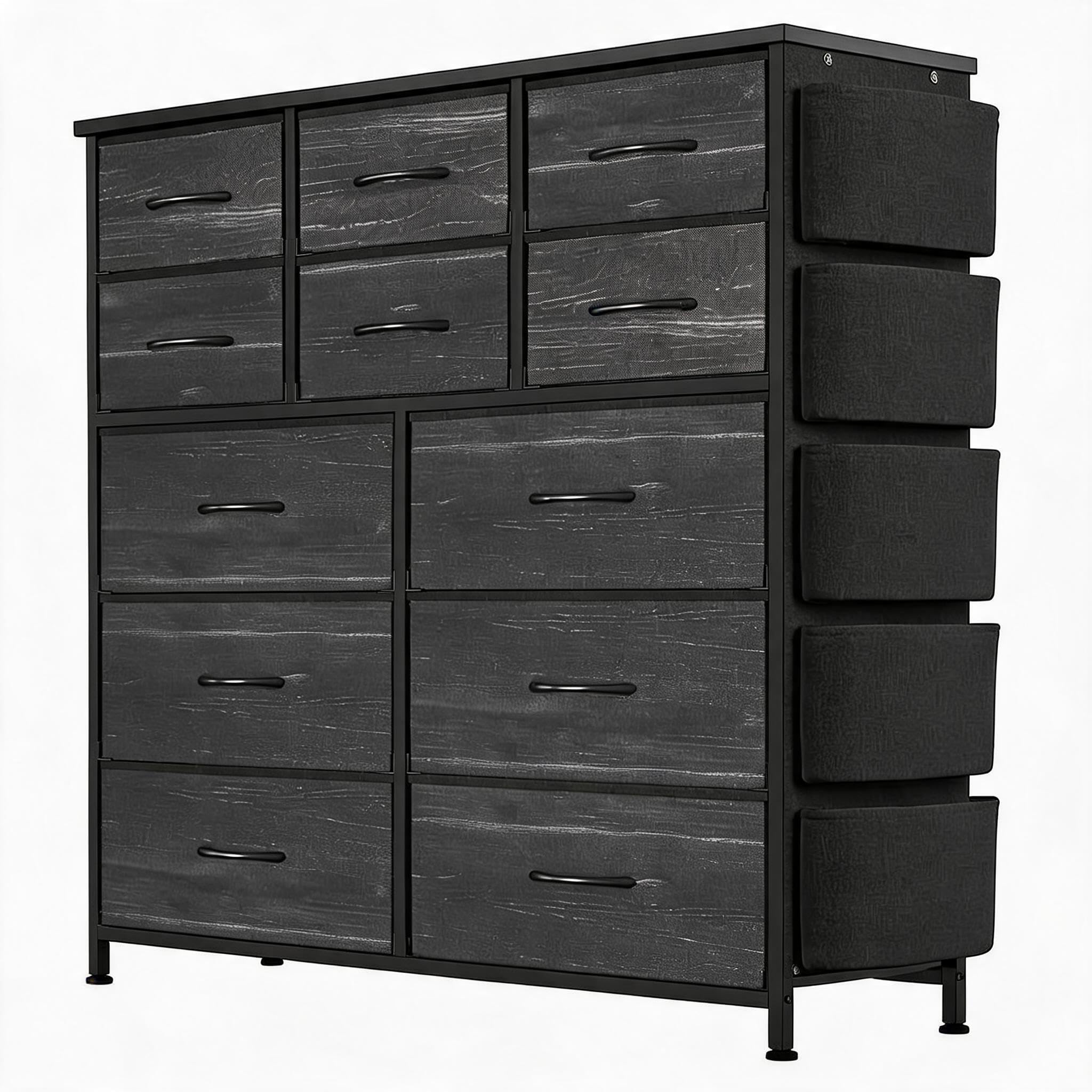 Commode Chambre en Tissu, Meuble de Rangement Haut pour Entrée