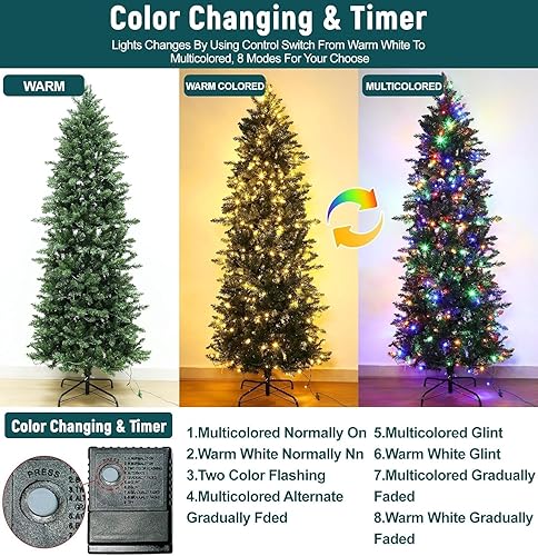 Miniatura 9 de TURNMEON Lápiz artificial de 6.5 pies, decoración para árbol de Navidad, 826 puntas gruesas de ramas con bisagras, árbol de Navidad delgado con