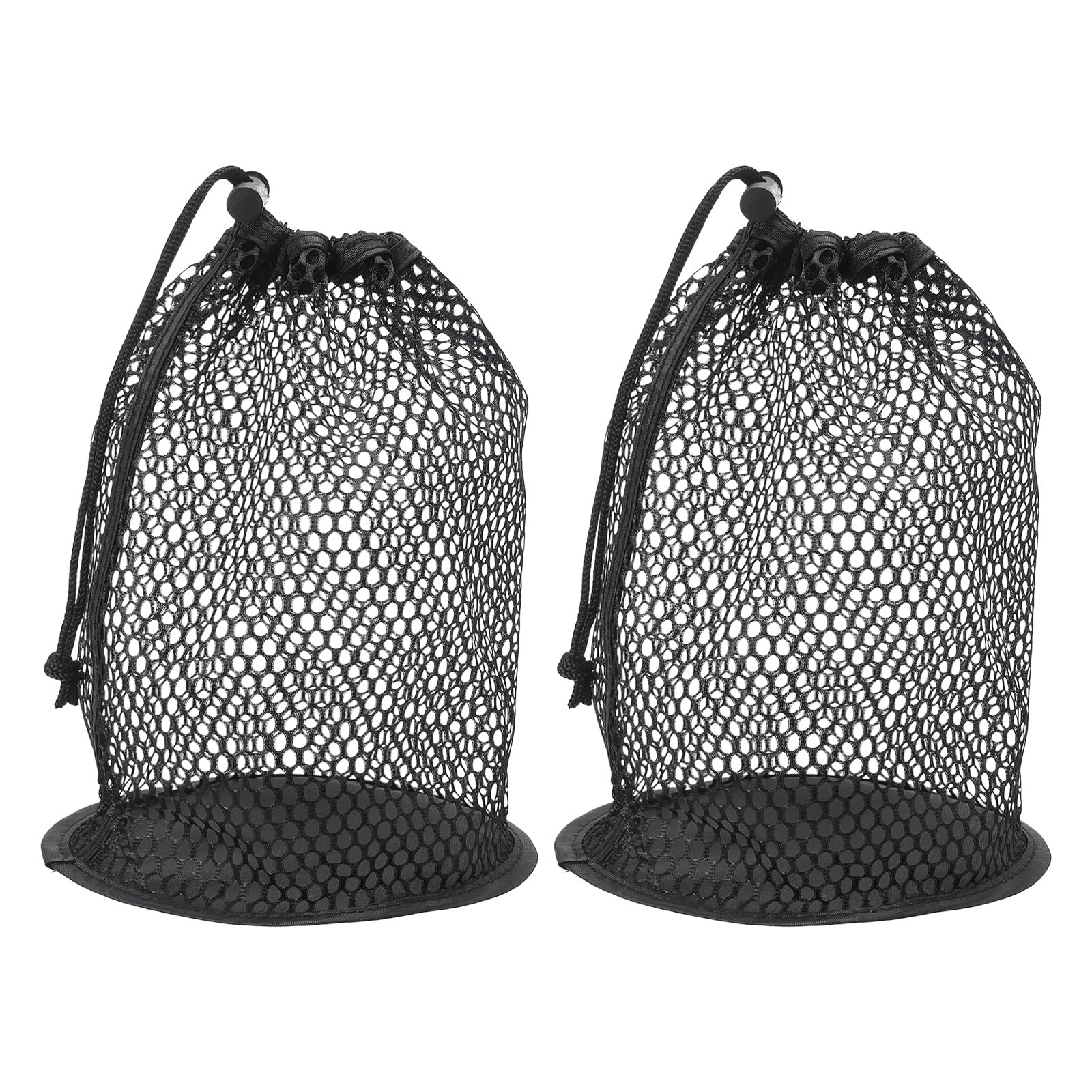 YELARXI Golf Ball Storage Bag Nylon Mesh Golf Pouch with Adjustable Drawstring Closure - Fitting for (50 Balls - Outdoor- Sports Supplies - Tennis - Beach - Diving) 2 Pack & Black