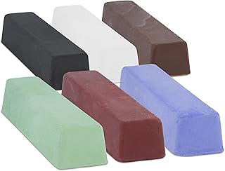Metal Polishing Compound kit 24Oz - 6Pc Buffing Compound Bars - 4Oz each, Set Includes: Red Jewelers Rouge, Black Aluminum Cutting Compound, Brown Tripoli, White Rouge All Purpose Blue & General Green