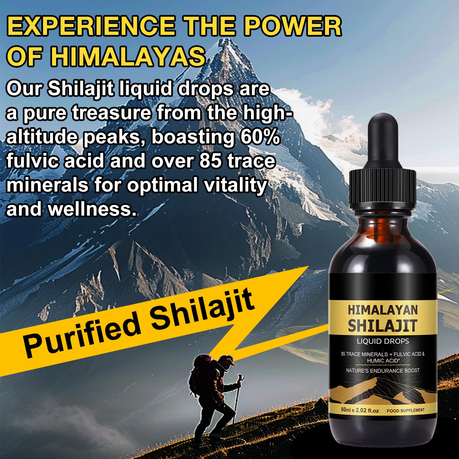 Shilajit Dro Pure Natural Himalaya Shilajit Sulemet con 85 tracce di acido minerale e acido fulvico acido umico acido fulvico Hatmala Shilajit liquido Dro Boot Immue Eergy for Wome ad Me