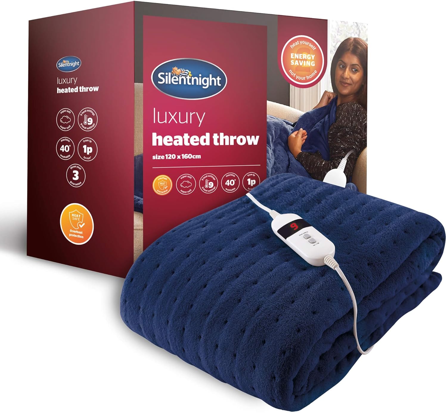 Silentnight Comfort Control Heated Throw Blanket Luxury Fleece