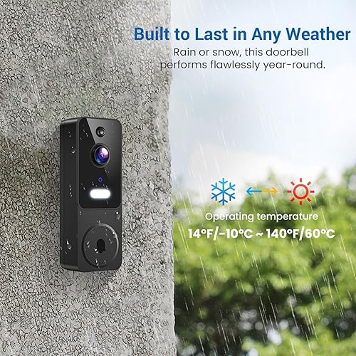 Miniatura 5 de Cámara de timbre de video inalámbrica de 1080p con receptor de timbre, visión nocturna a color, conversación bidireccional, detección de humanos AI