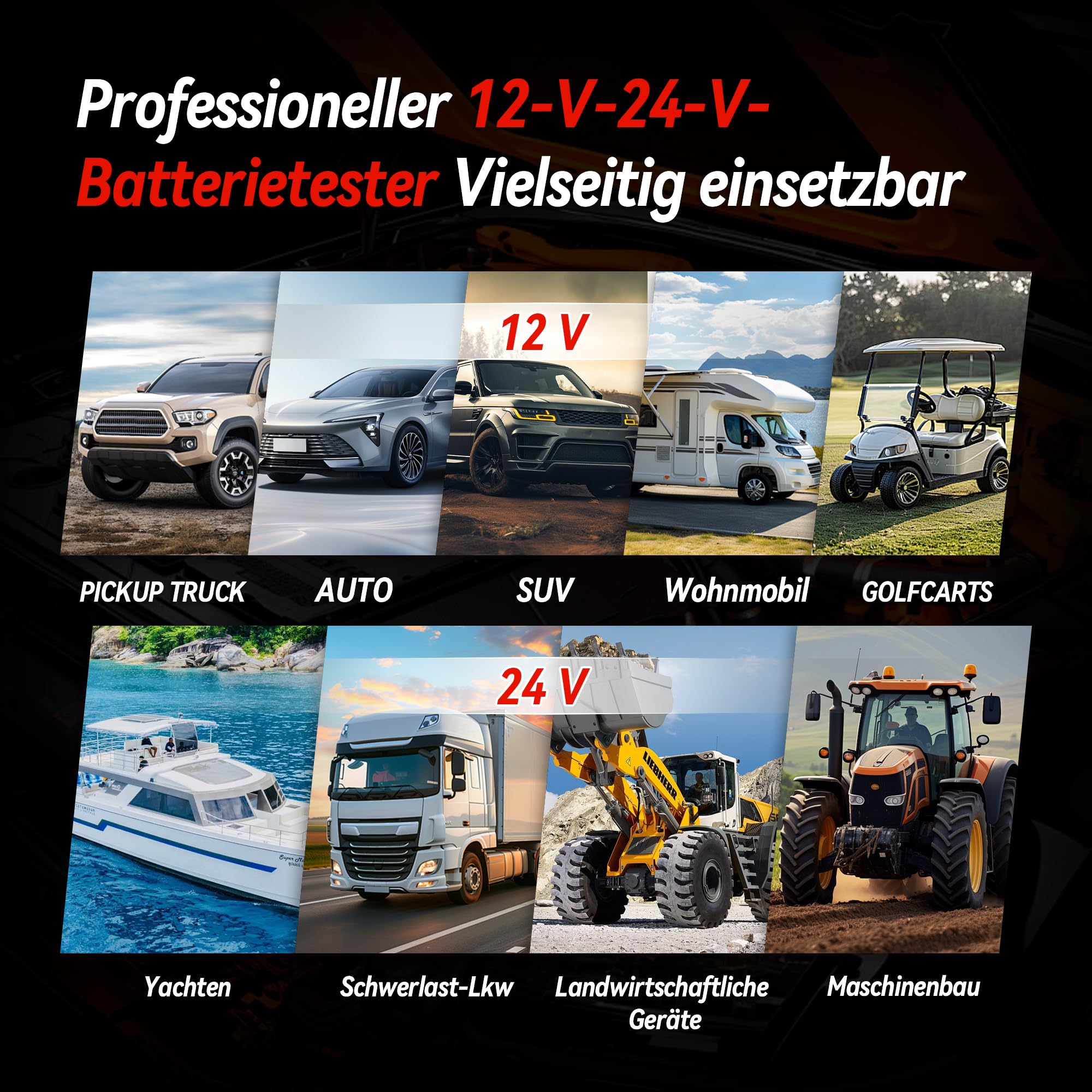 KONNWEI KW700 Batterietester mit Drucker 12V 24V Mit Druckerpapier | Batterie Tester Batterie Lasttester mit 10-2000 CCA, Anlassprüfung Ladetest Lichtmaschine Tester für KFZ LKW Motorrad
