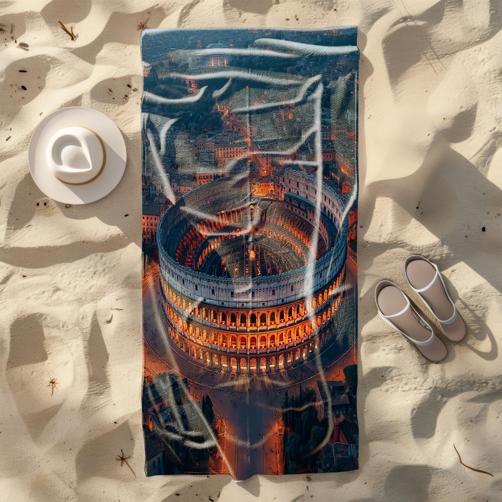 Générique Serviette de Plage XXL Bâtiment Orange Gray