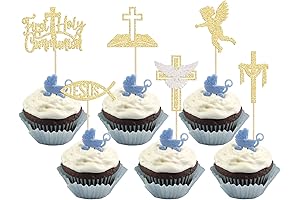 First Communion Cupcake Toppers - 24 Pack Gold Glitter Dove Angel Cake...