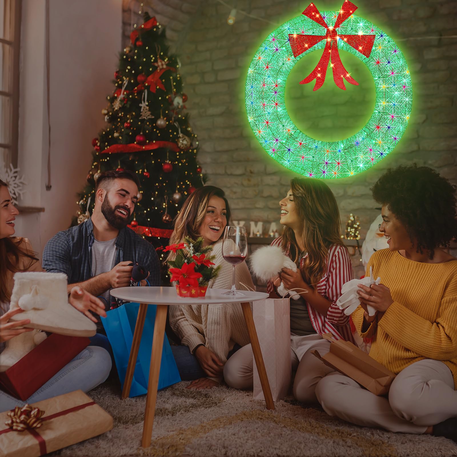 Amazon.co.jp: Aurelema 48インチ LED クリスマスリースデコレーション