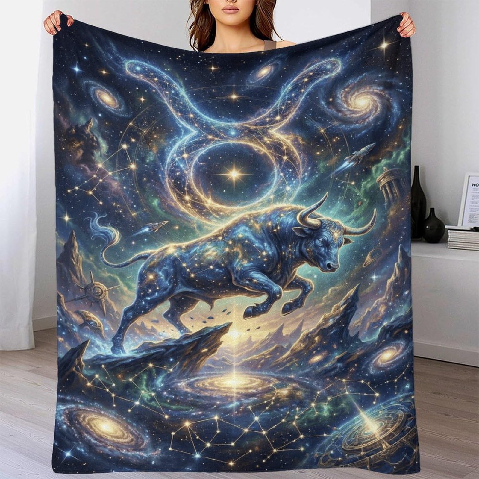 W7C8U2X3 Taurus Zodiac for for Flannel Throw Blanket, Travel Bed Couch