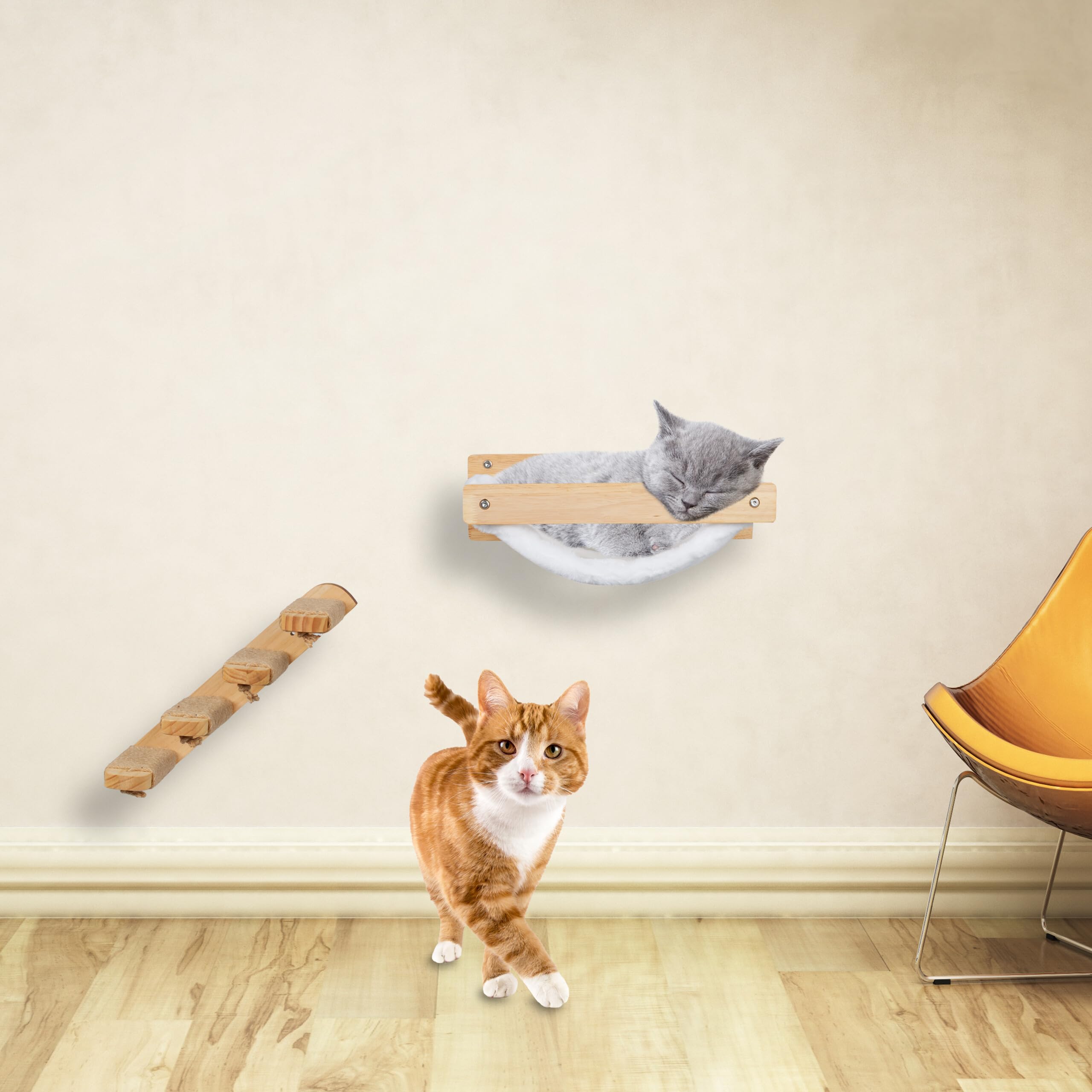 Relaxdays Cuccia Amaca da Parete per Gatti, Letto Rialzato per Animali, Percorso Arrampicata a Muro, HLP 17x39,5x32,5 cm
