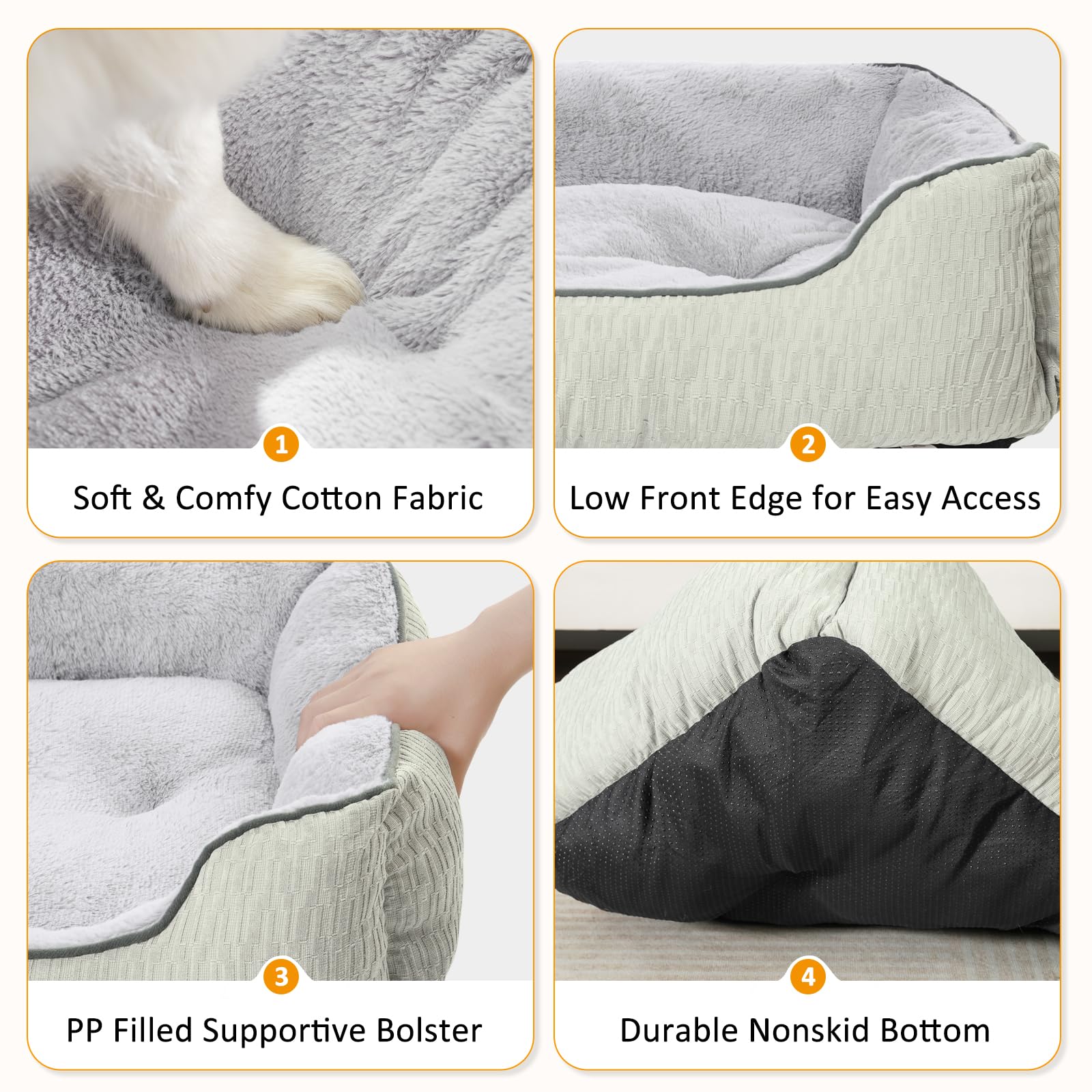 FURTIME Dog Beds for Large Dogs, Large Dog Bed 27''x19'' Soft and Comfy Washable Dog Bed, Warming Dog Bed & Furniture Calming Dog Bed Deluxe and Durable Large Dog Sofa Bed with Non-Slip Bottom