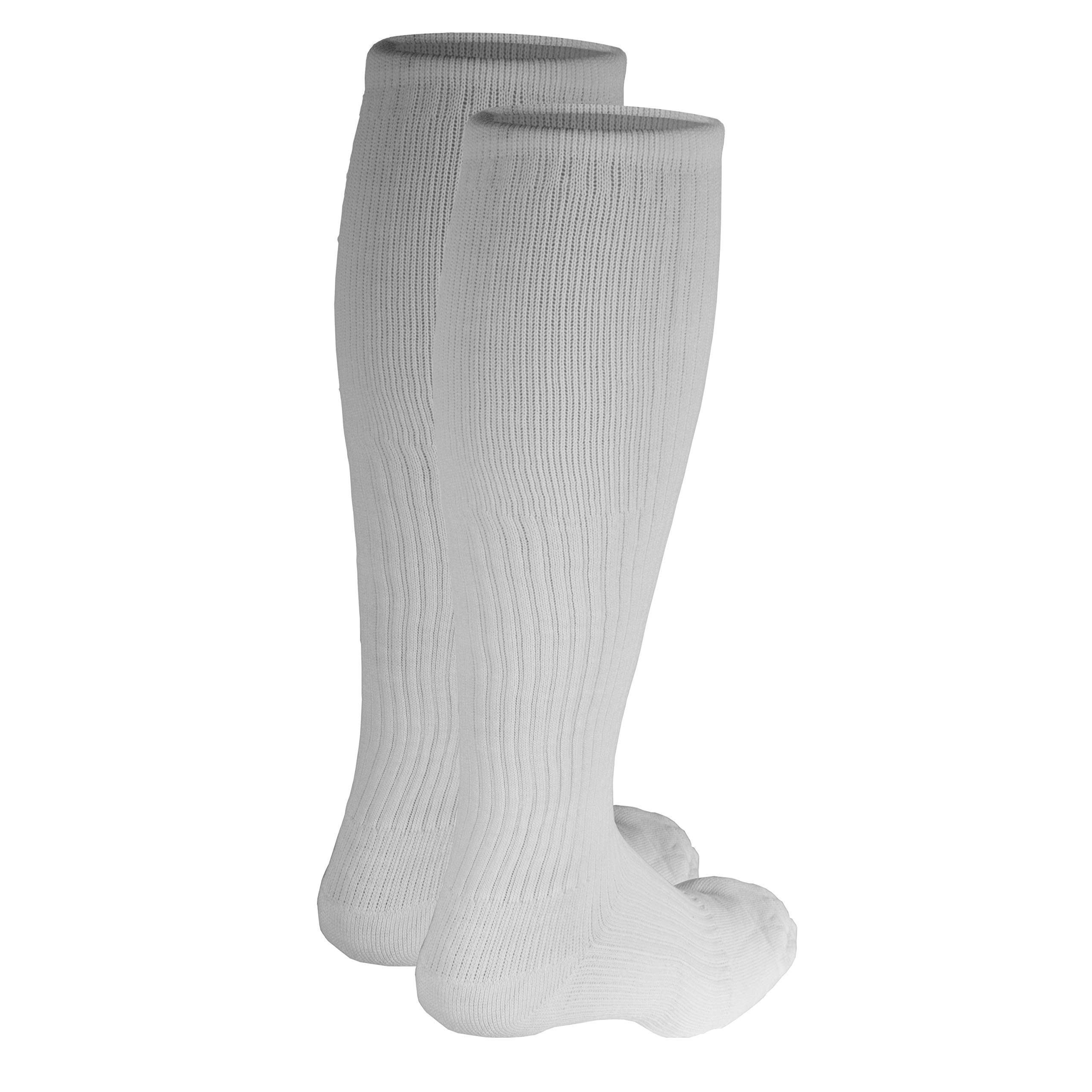 Truform Compression Socks, 15-20 mmHg, Men's Gym Socks, Knee High Over Calf Length, White, Large