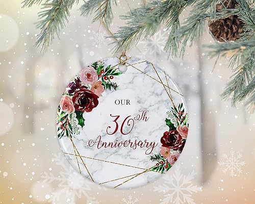 Miniatura 2 de KrysDesigns Adorno de 30 aniversario de boda, regalo Navidad 30 años pareja casada 30 treinta años mamá papá padres ambos lados