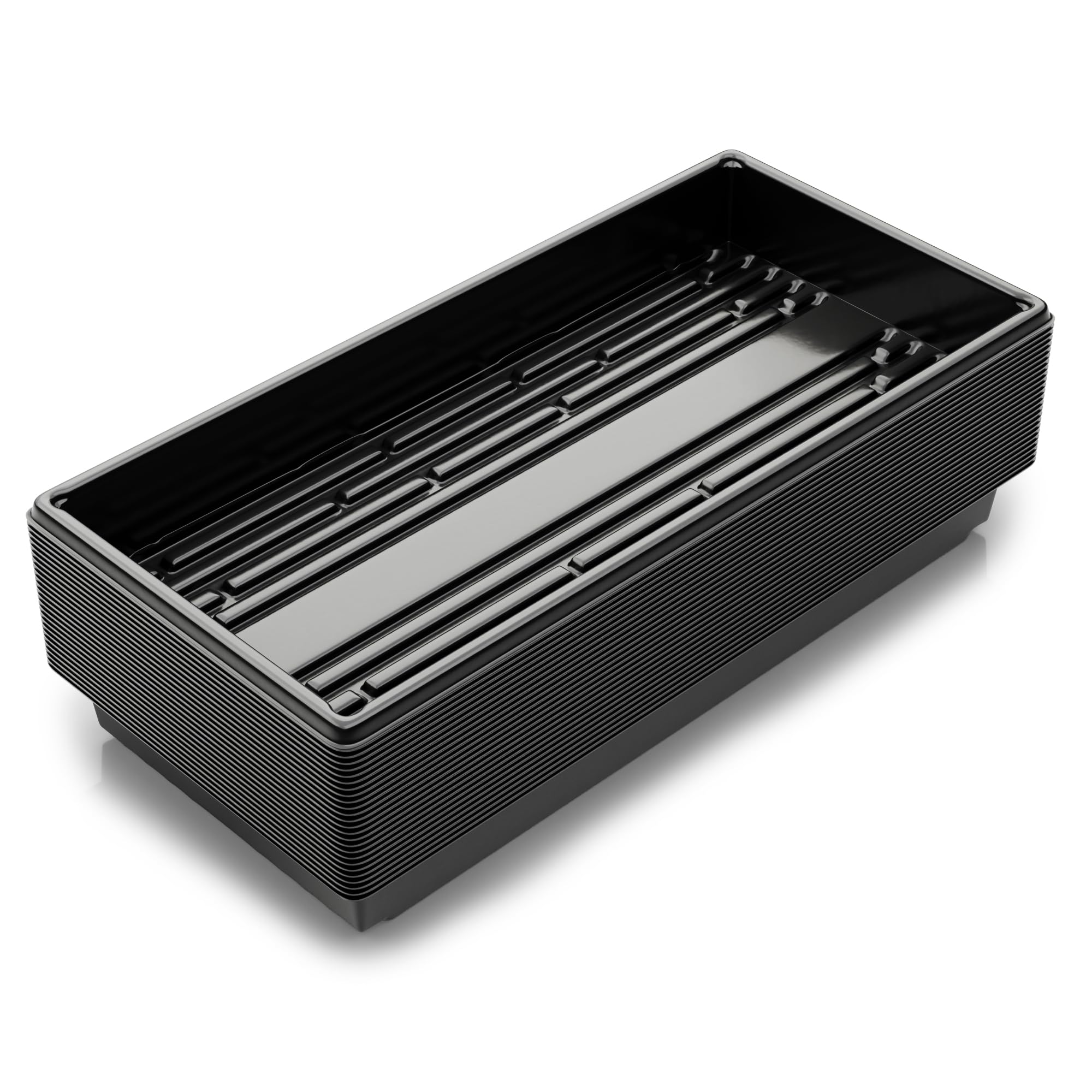 10x20 Inch Black Plastic 25 Pack Plant Propagation Tray – Growing Trays for Garden, Planting, Seedling, Soil & Hydroponic Horticulture - Microgreen Trays Grow Plants - No Drain Holes
