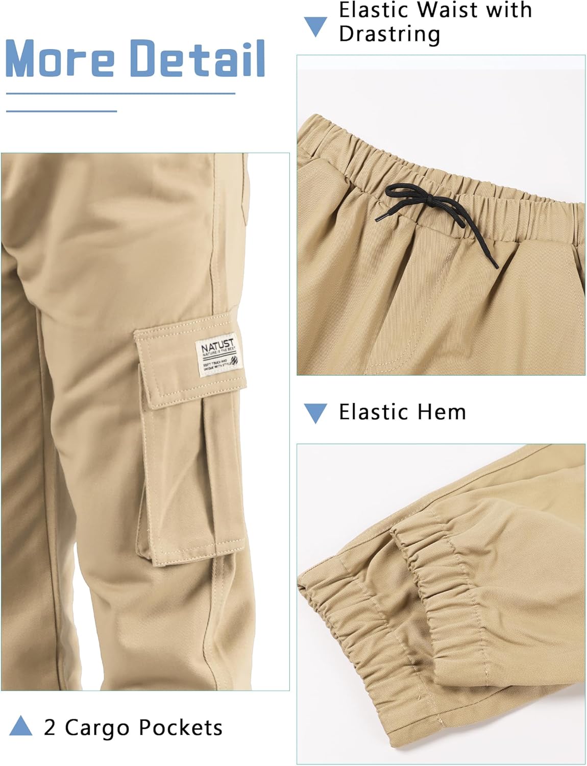 Boys Cargo Joggers Drawstring Jogging Pants Kids Elastic Waist Trousers 5-14 Years - Image 3