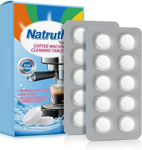 NATRUTH Paquete de 20 tabletas descalcificadoras para máquina de café expreso para eliminar la acumulación de minerales, tabletas de