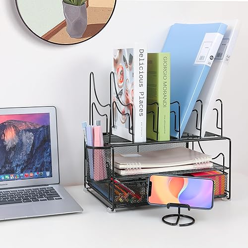 Miniatura 2 de Organizador de archivos de escritorio con cajón deslizante, organizador de escritorio de oficina de 3 niveles, lindo organizador de bandeja de papel