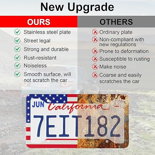 Miniatura 6 de LivTee 2 fundas para matrícula, con bandera de Estados Unidos y se adapta a todas las placas estándar de 6 x 12 pulgadas, protege tu placa trasera y