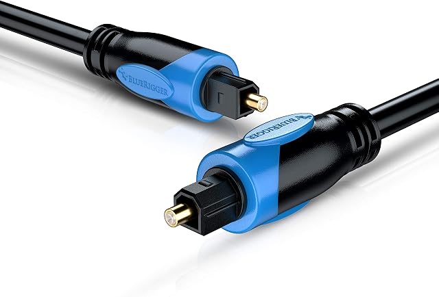 BlueRigger Digital Optical Audio Toslink Cable (2M, Fiber Optic Cord, 24K Gold-Plated) - Compatible with Home Theatre, Sound Bar, TV, Xbox, Playstation PS5, PS4