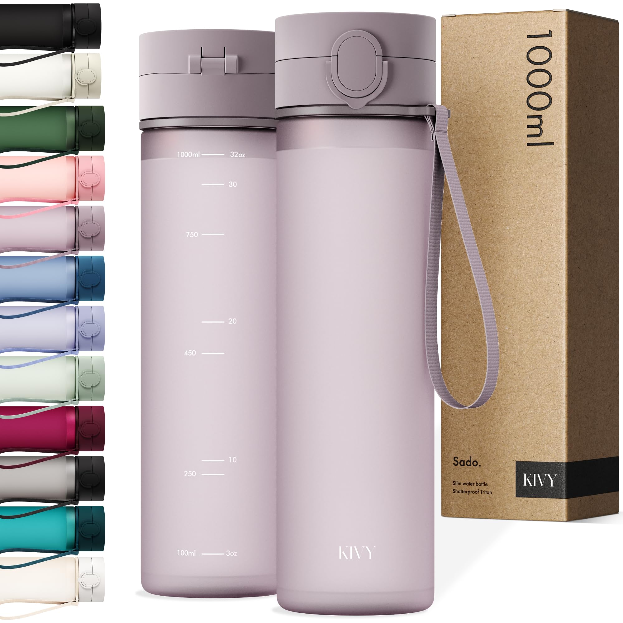 KIVY Tritan Trinkflasche 1l - Kohlensäure geeignet & Auslaufsicher - Für Sport, Schule & Büro - Sport Trinkflasche Gym - Wasserflasche Sprudel geeignet - Sportflasche 1 Liter - BPA Frei