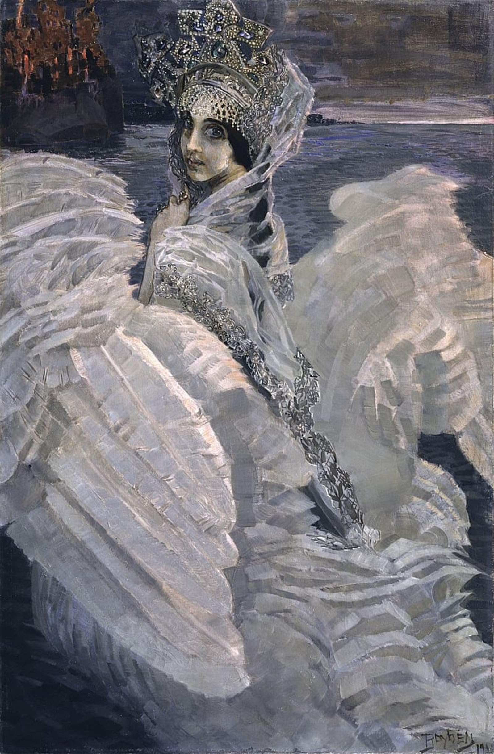 SERENDIPITP Retro Picture Poster Wall Art Pictures Painting Princess Swan by Mikhail Aleksandrovich Vrubel Wall Art Canvas Print for Wall Decor 60x90cm