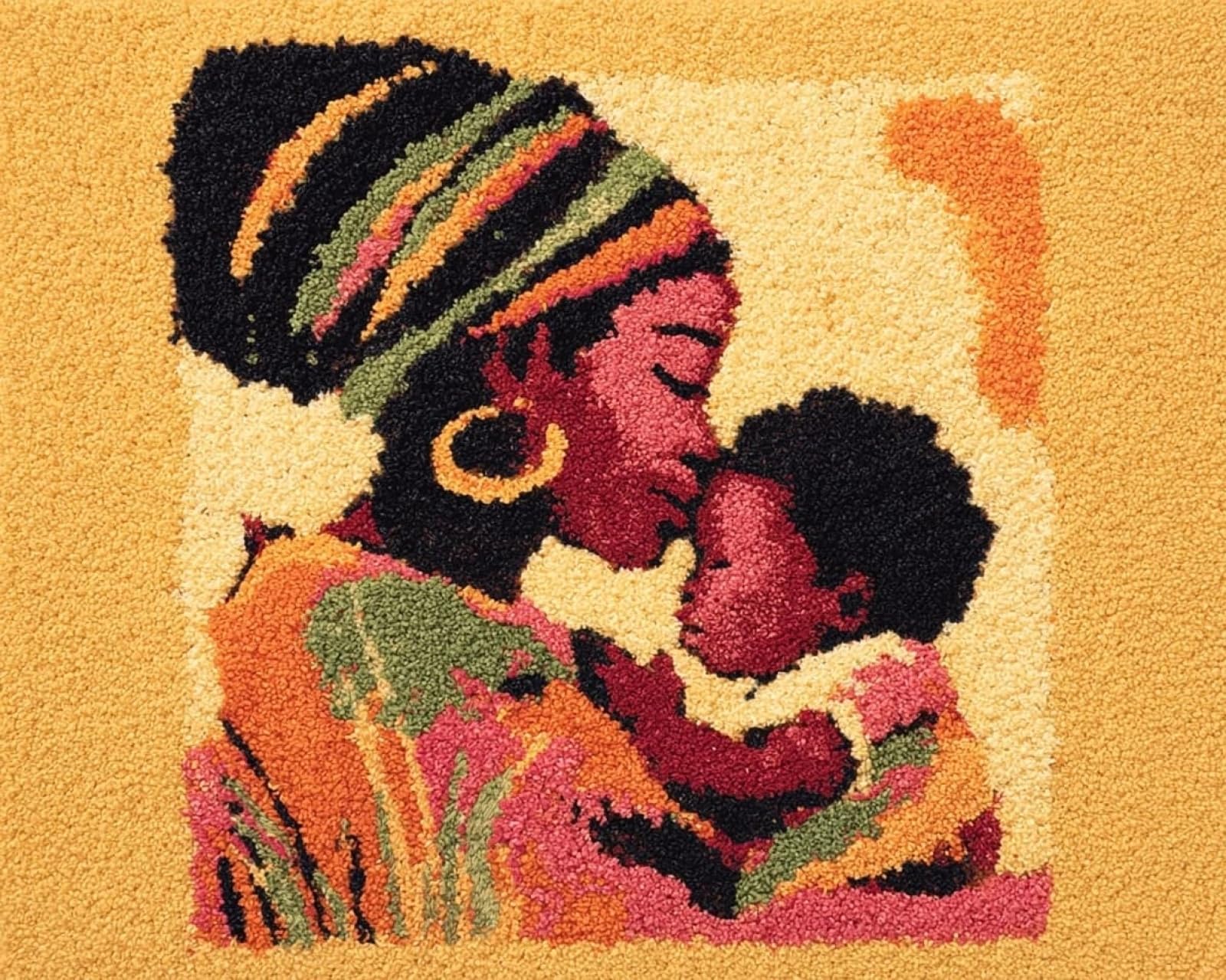 Wallphantom Latch Hook Craft Kits,Black Mother and Child