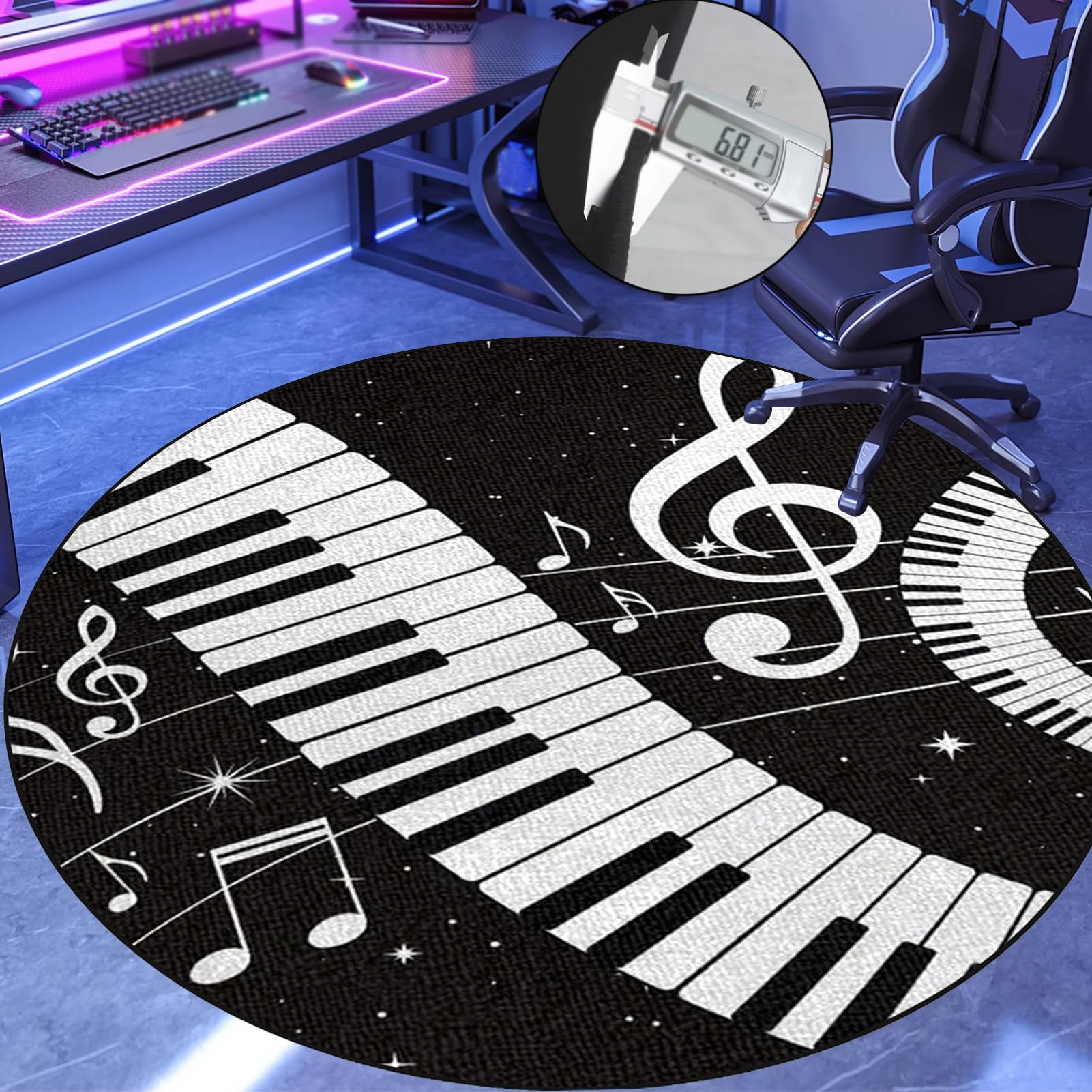 Schlagzeugteppich Schalldicht Drum Teppich rutschfest Trommelteppich Musikinstrumente Bodenmatte Rund Schlagzeug Teppich Elektronisches Jazz Schlagzeug Kit für Bass Snare Drum 150 cm