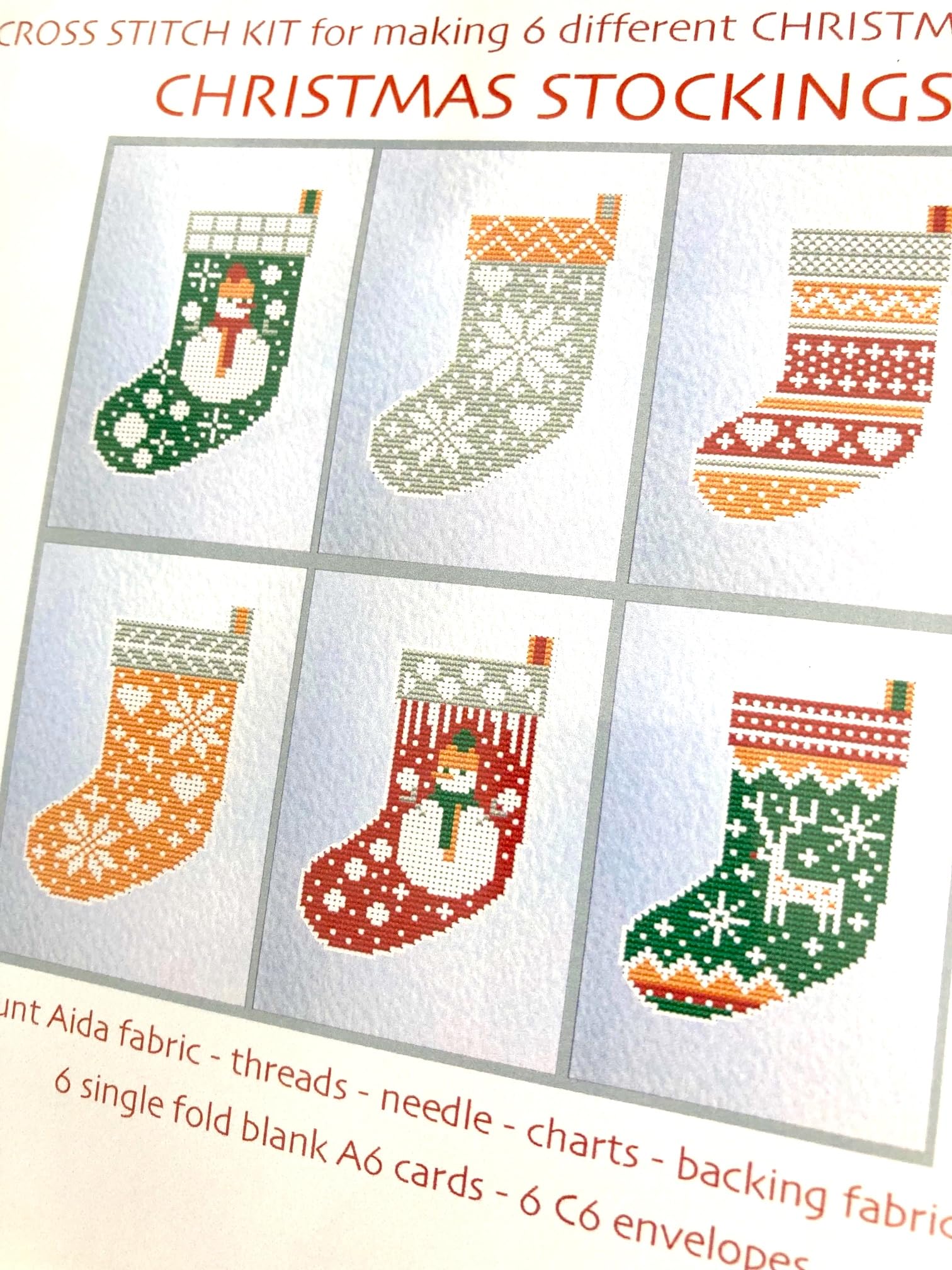 Riverdrift House Cross Stitch Card KIT Christmas Stockings to Stitch and Make 6 Christmas Cards (A6)