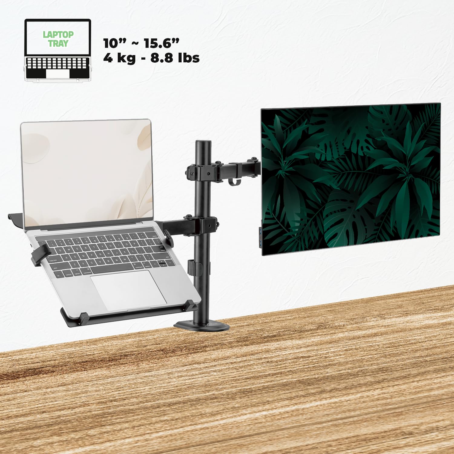 AD ADVANCE - XTENDMOUNTS Flex, Support Ecran PC de 17 à 32", Plateau Ordinateur Portable, Compatible VESA 75x75/100x100, Hauteur & Inclinaison Ajustable, Tablette Rangement & Support Smartphone