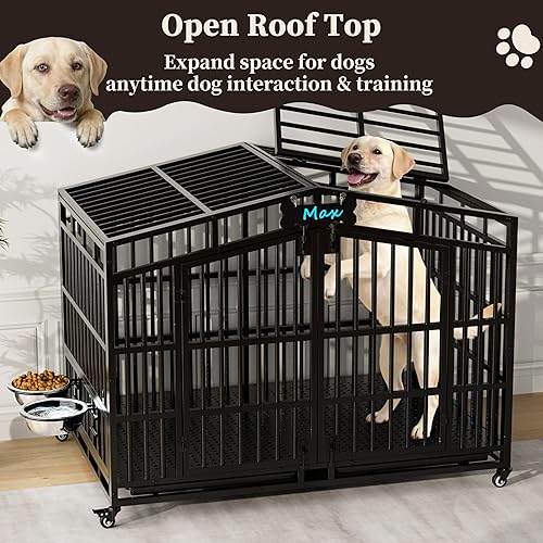 Miniatura 2 de EasyCom Jaula para perros indestructible de alta resistencia de 54 pulgadas, tamaño XXL, perrera de metal extra grande con parte superior abierta, 2