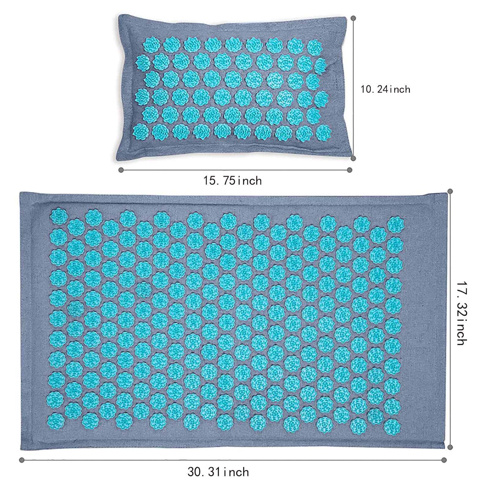 Tapis Accupressure Fleur - Tapis D'acupression Dos Bio Kit, Tapis Acupuncture Sciatique Magnetisme, Coussin Acupression D'acupression Nuque, Tapis Massage Acupression Jambes Naturel Lin