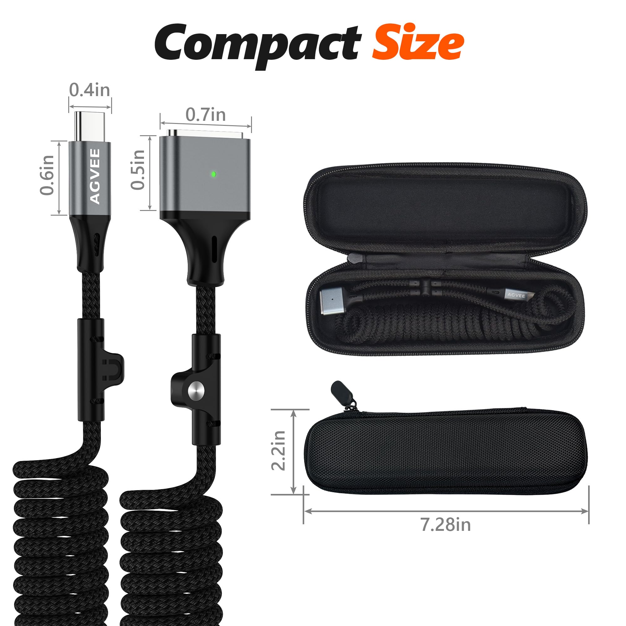 AGVEE Cavo da USB-C a magnetico 3 per MacBook Pro/Air M2-M5, 140 W, 1,5 m