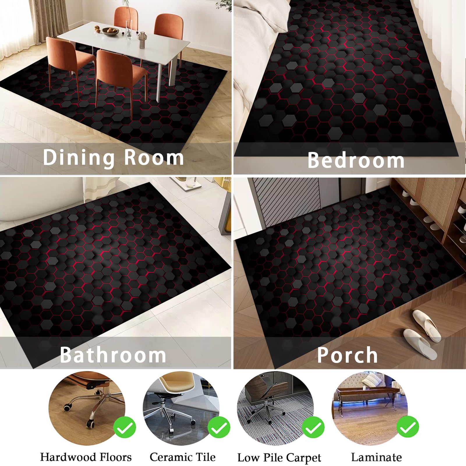 Alfombrilla para Silla para Suelos Duros Alfombrilla Protectora para Suelos Alfombra Silla Oficina Antideslizante Tapete Protector para Suelo Alfombra Suelo Gaming 90 x 120 cm