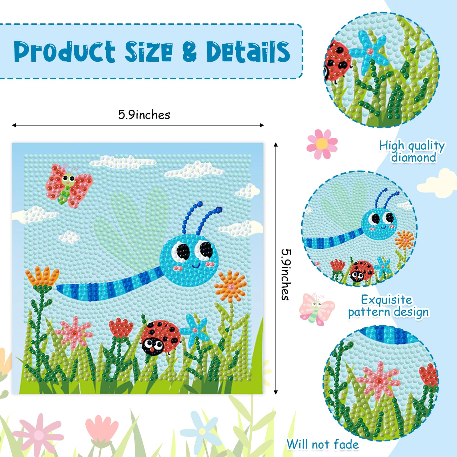 Cheerupp 4 Pcs Spring Summer Insect Diamond Art Kits - Image 4