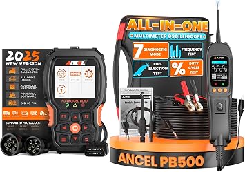 ANCEL HD601 Heavy Duty Truck Scanner + ANCEL PB500 Automotive Power Circuit Probe Tester Kit, 12/24V Car Electrical Short/Open Breaker Finder, AC/DC Diode Resistance Frequency Injector Relay Tester, D