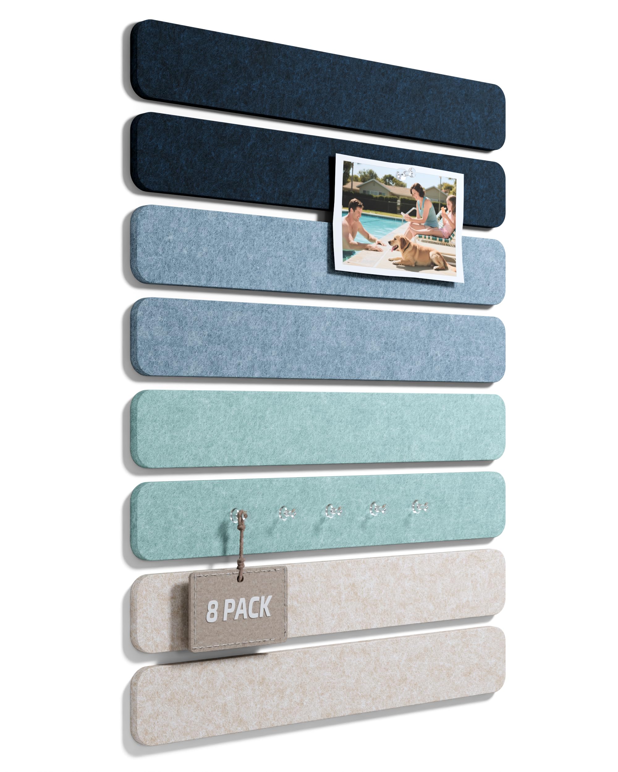 Fluxynara 33x5cm Strip Cork Board Alternative 8-Pack, Ocean Gradient