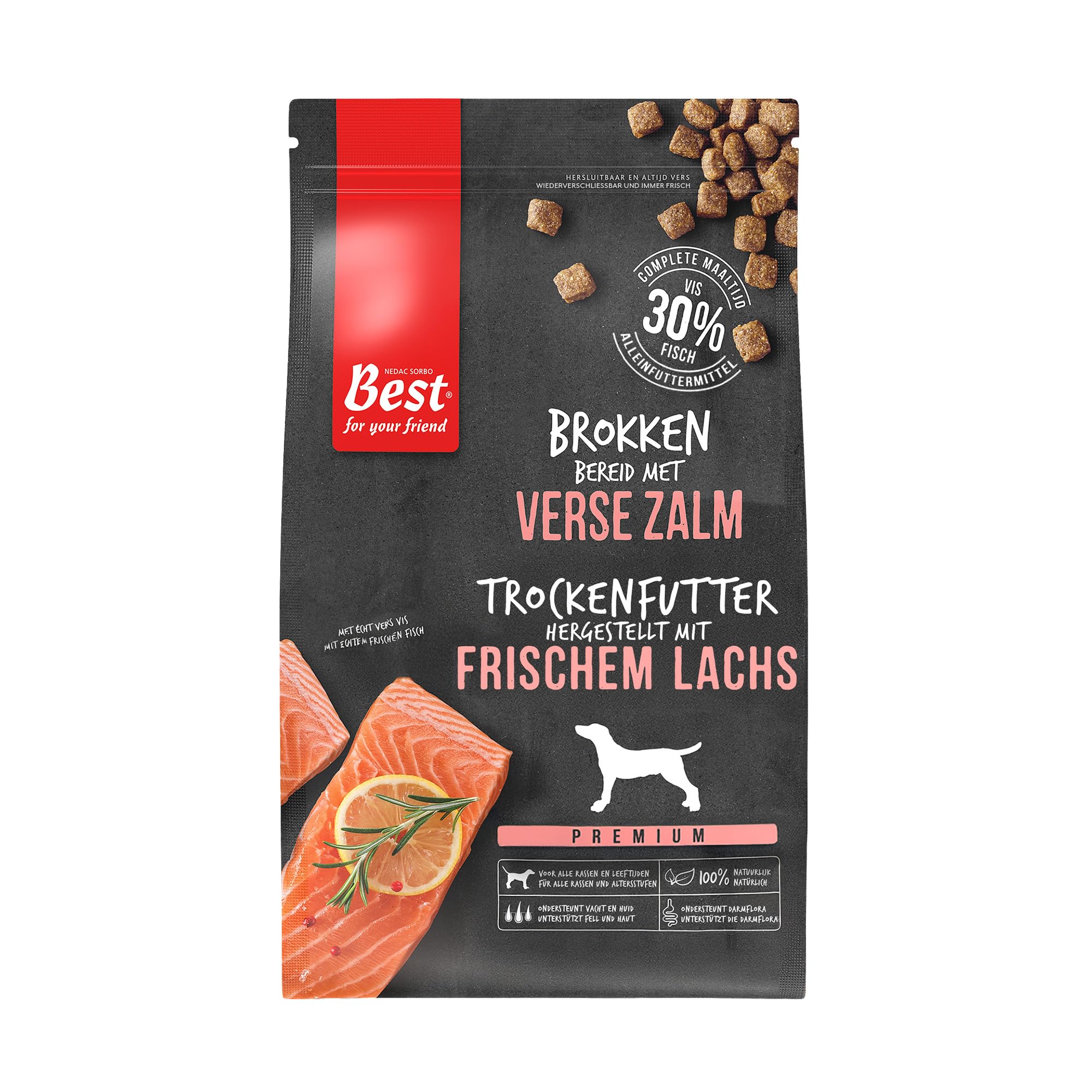 Rosewood Trockenfutter für Hunde mit Lachs – 1.5 kg Beutel – Weizenfrei– Natürliche Zusammensetzung mit Reis und Gemüse – Vollwertige tägliche Ernährung