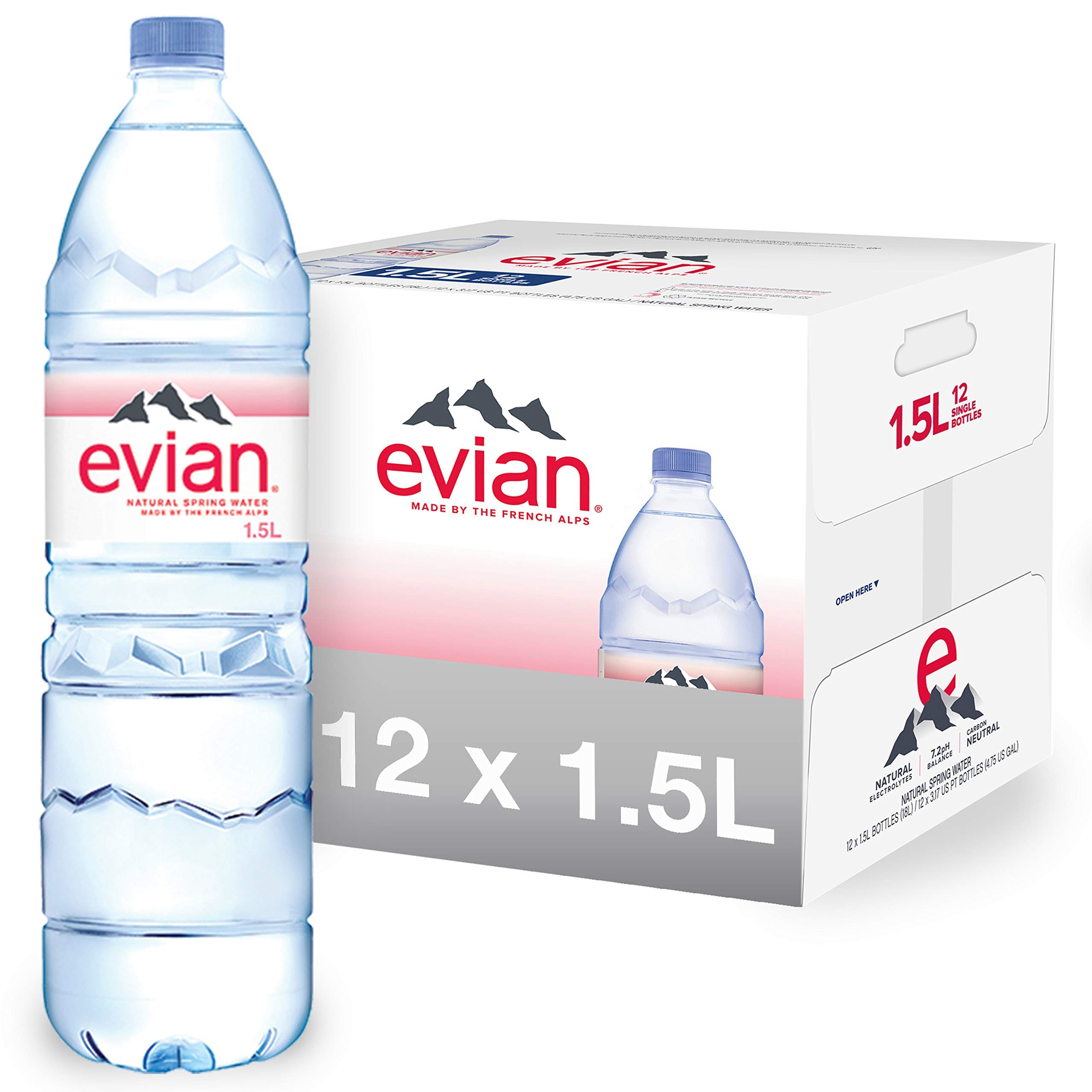 Buy evian Natural Spring Water 1.5 Liter Bottle 50.7 oz, 12Bottle Case