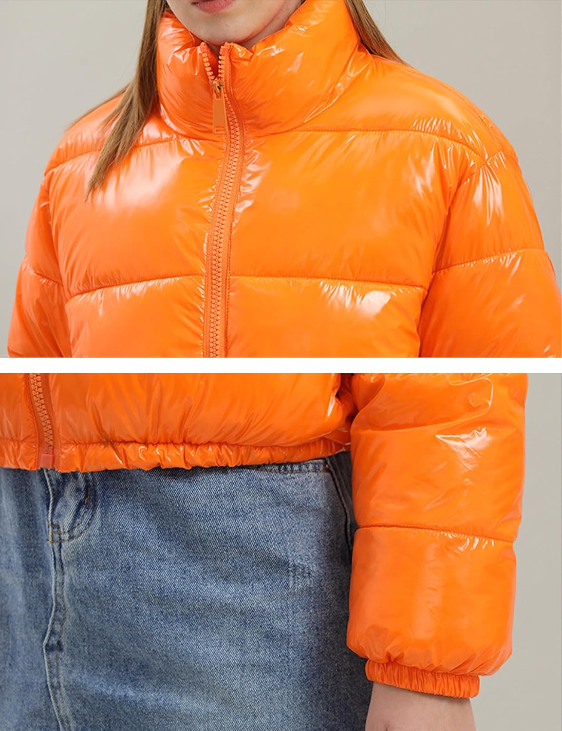 AMEBELLE Women Winter Warm Stand Collar Slim Fit Cropped Puffer Down Jacket Coats - Image 4