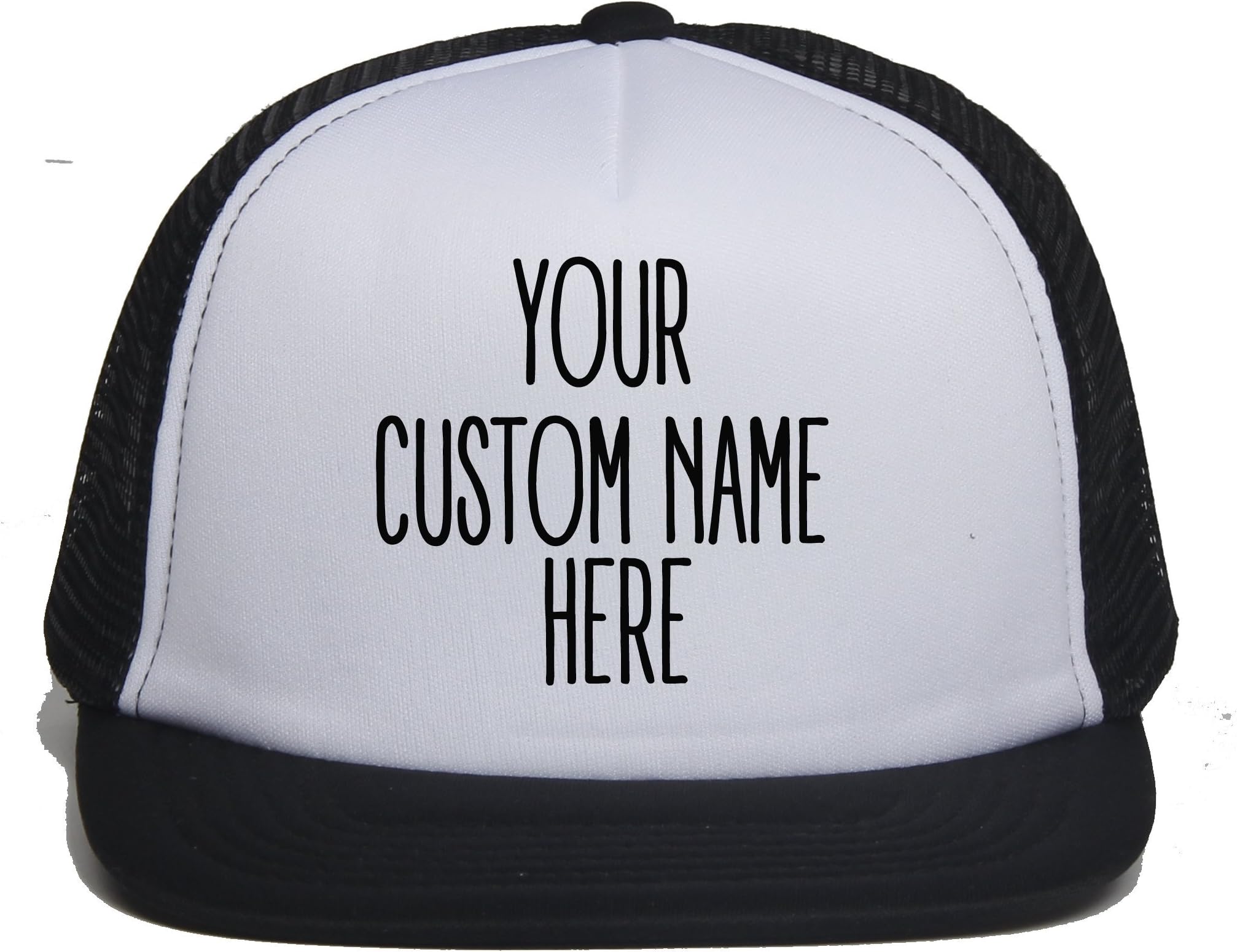 Custom Name Print Trucker Cap Kids Adjustable Flat Bill Baseball Hat