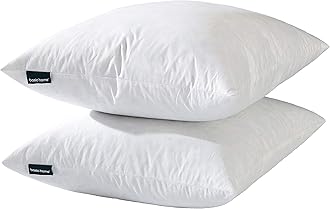 26"X26" Euro Pillow Insert, 95% Feather 5% Down, 100% Cotton Fabric, Set of 2, White, BASICHOME