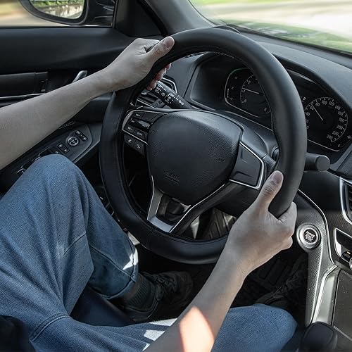 Miniatura 5 de COFIT Funda de velcro para volante, protector suave antideslizante para volante de automóvil, ajuste universal para forma de D y círculo de diámetro