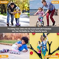 Vista 5 de RUNDONG Rodilleras para niñosjóvenes, coderas, muñequeras, equipo de protección, para patinaje, ciclismo, patinaje, patinaje en línea, monopatín