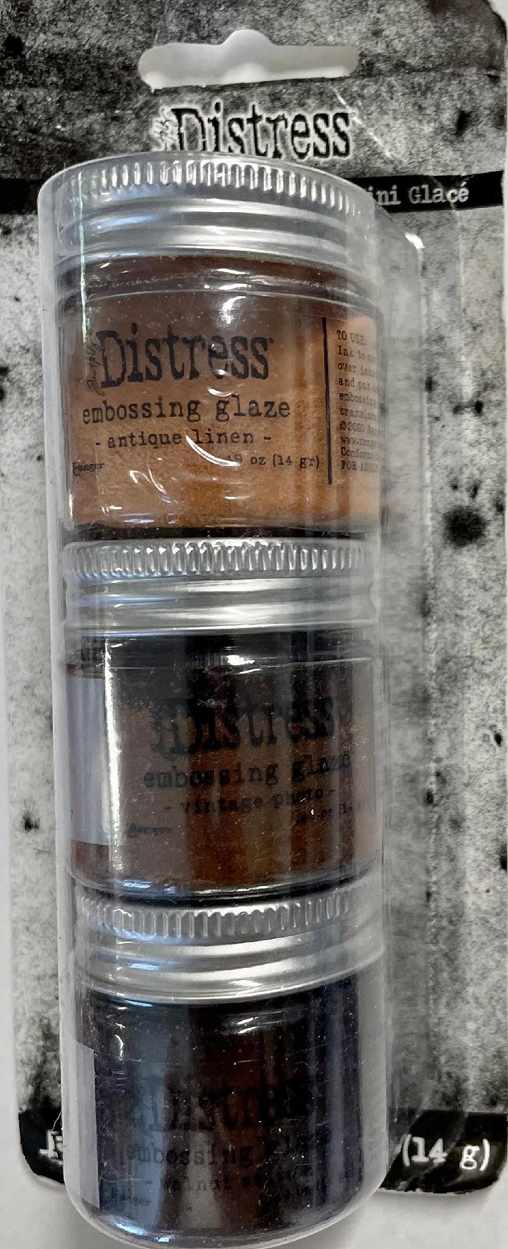 Ranger Tim Holtz Distress Embossing Glaze Kit #3-3 Colors 0.49 oz Each