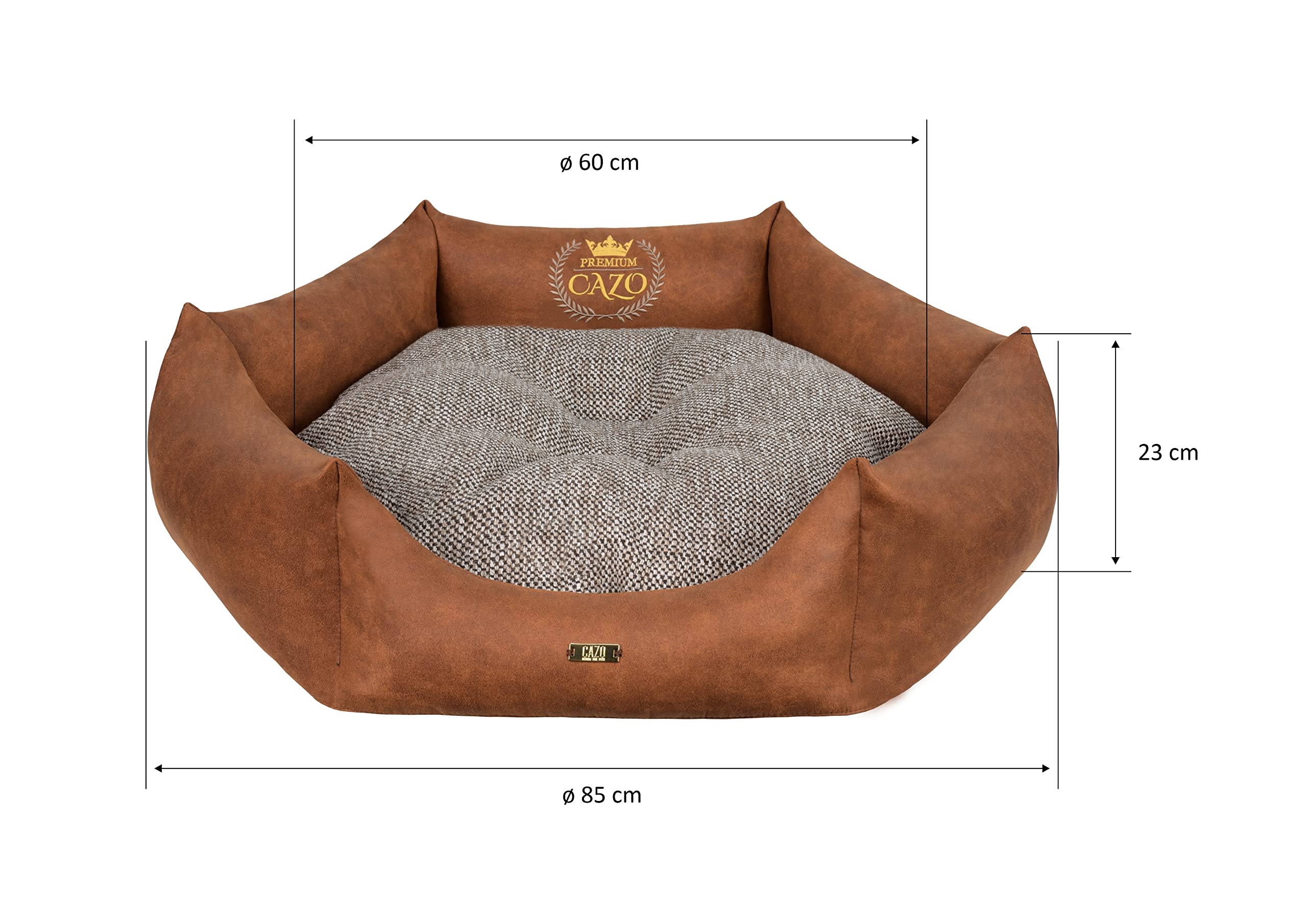 Puchowe legowisko CAZO Premium dla psa lub kota ø 85cm, wymiar wewnętrzny ø 60cm, brązowe, rozmiar L, LPM0204/B