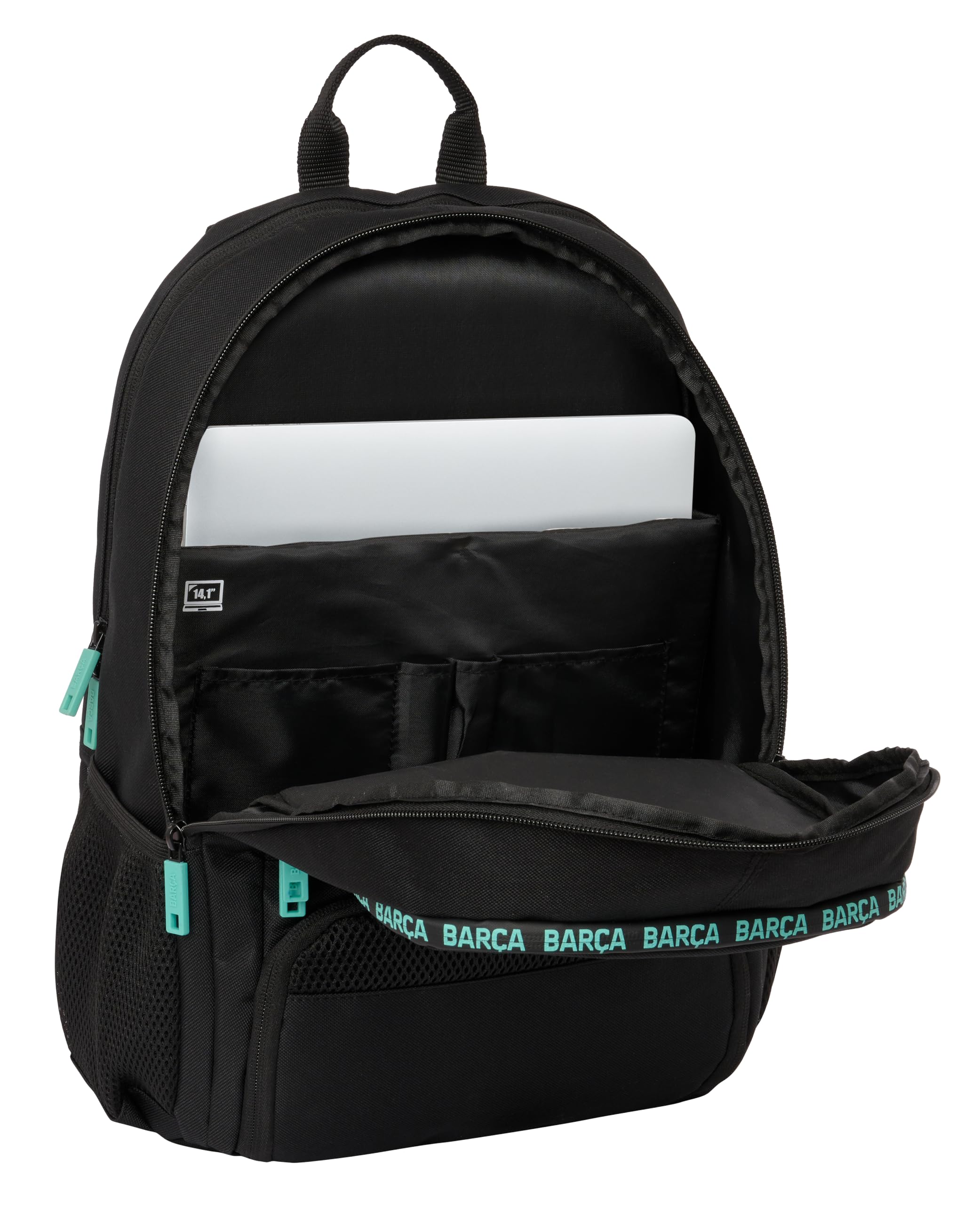 SAFTA F.C. Barcelona 3ª EQUIPACIÓN - Mochila para Pádel, Mochila de Deporte, Ideal para Diferentes Edades, Cómoda y Versátil, Calidad y Resistencia, 30x17x42 cm, Color Negro